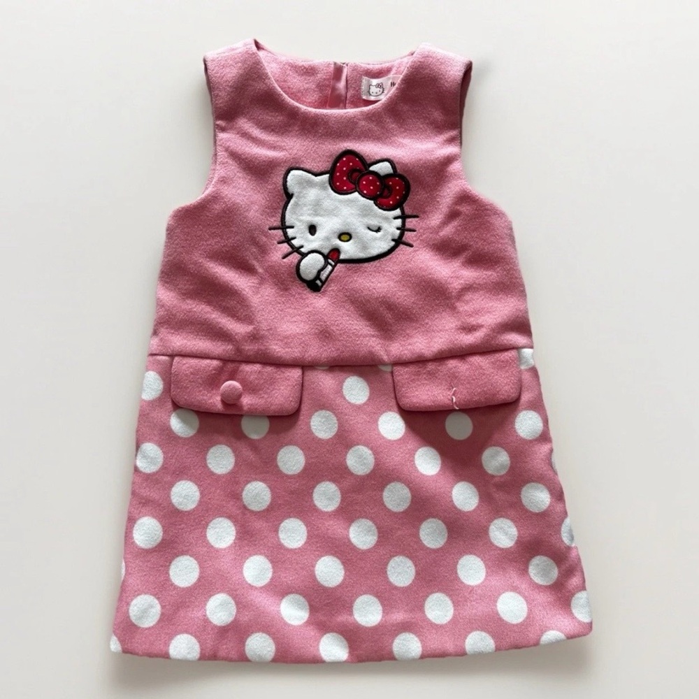 Hello Kitty Sleeveless Knit Dress, Pink, Size 110cm